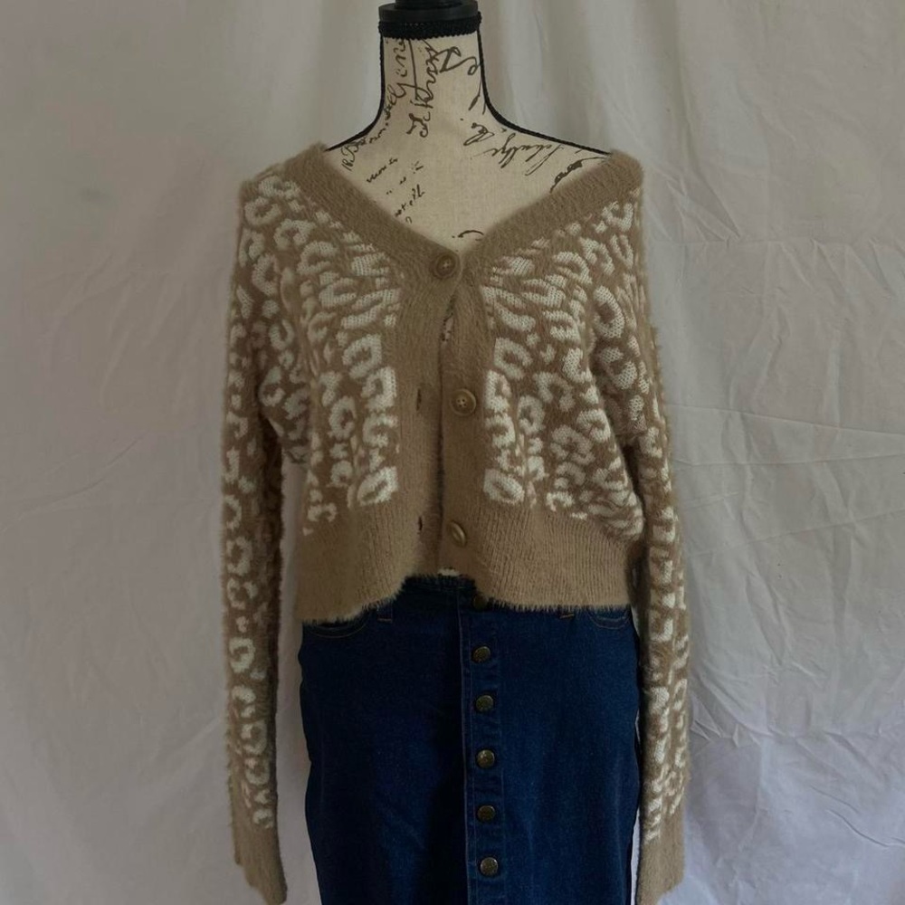 Jessica Simpson Tan Leopard Cardigan